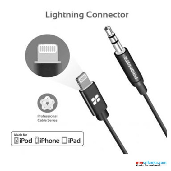  Promate Apple MFi Certified Apple Lightning to 3.5mm Stereo Audio Cable 											