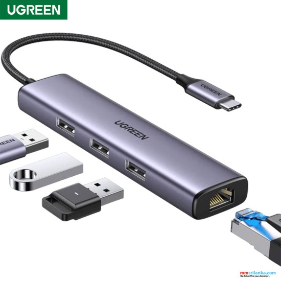 UGREEN USB-C to 3xUSB 3.0 Hub+Rj45 Ethernt Adapter (6M)