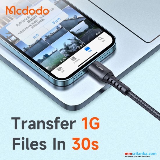 MCDODO USB TO LIGHTNING 3A CHARGING DATA 0.2M SHORT CABLE BLACK-(6M)