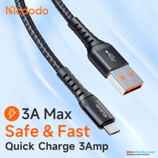 MCDODO USB TO MICRO 3A CHARGING DATA CABLE 1M BLACK-(6M)