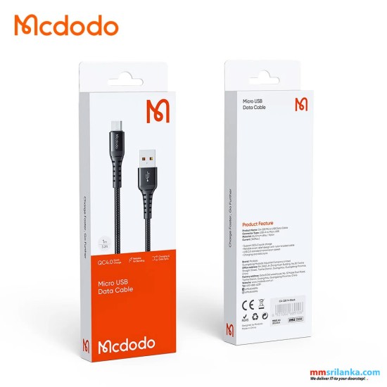 MCDODO USB TO MICRO 3A CHARGING DATA CABLE 1M BLACK-(6M)