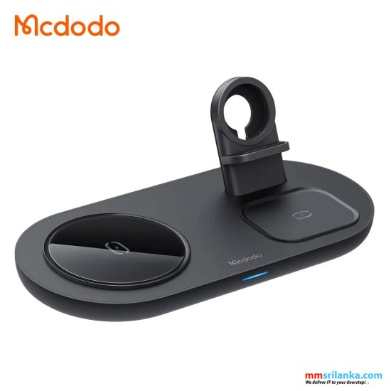 MCDODO 3 IN 1 MAGNETIC WIRELESS CHARGER PRO 15W (MOBILE/TWS/APPLE WATCH) BLACK-(6M)