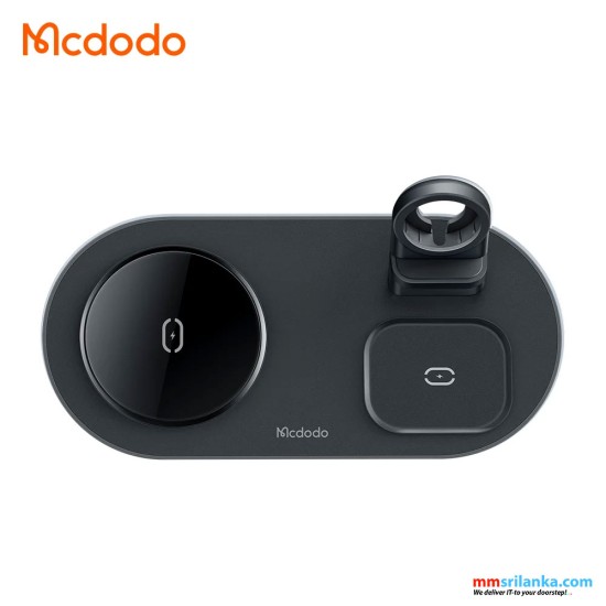 MCDODO 3 IN 1 MAGNETIC WIRELESS CHARGER PRO 15W (MOBILE/TWS/APPLE WATCH) BLACK-(6M)