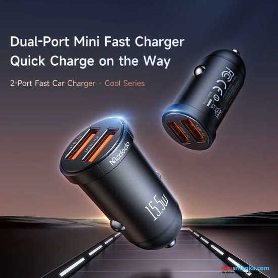 MCDODO 15.5W DUAL USB PORTS CAR CHARGER-(6M)