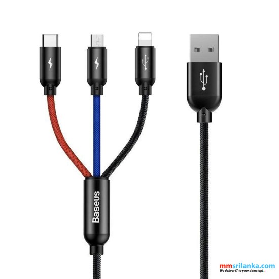 Baseus Three Primary Colors 3-in-1 Cable USB For M+L+T 3.5A 