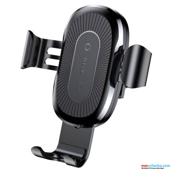 Baseus Wireless Charger Gravity Car Mount Phone Bracket Air Vent Holder + Qi Charger Black