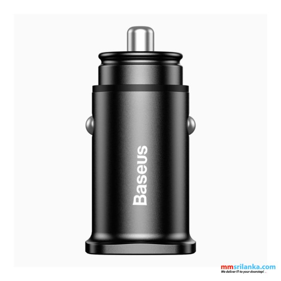 Baseus Square Metal 30W A+A Dual QC3.0 Quick Car Charger Black