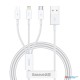 Baseus Superior Series 1m Fast Charging Data Cable USB to M+L+C 3.5A Stellar White (6M)