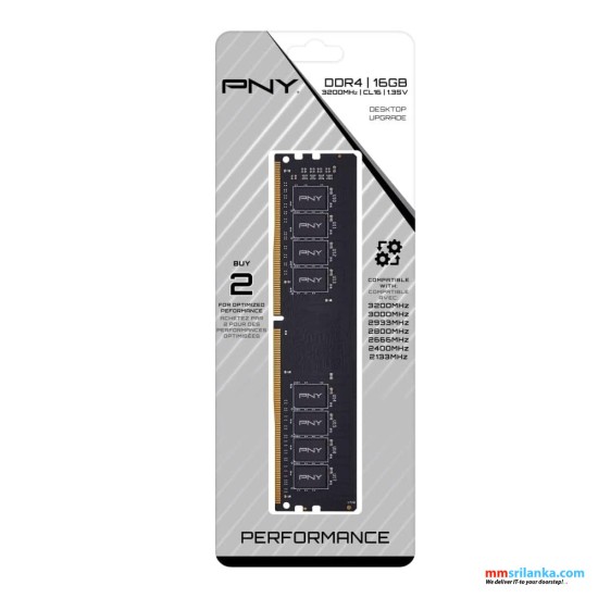 PNY XLR8 16GB 3200Mhz UDIMM DDR4 Desktop RAM Memory 