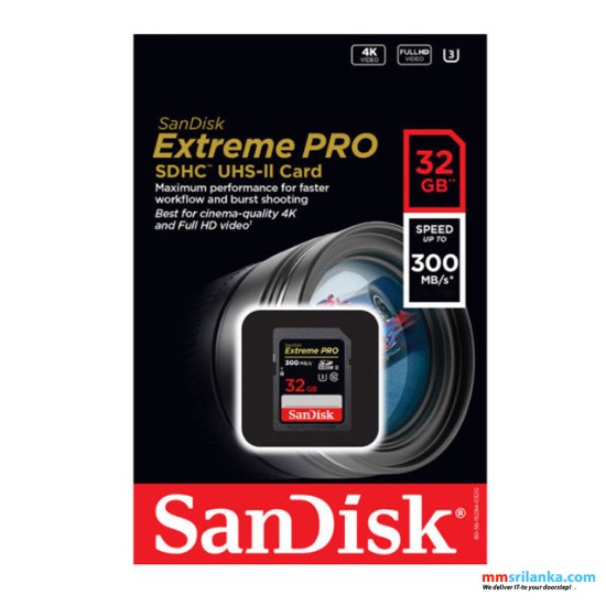 SanDisk Extreme Pro 32GB SDHC 300 MB Memory Card (1Y)