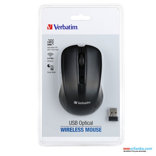 VERBATIM USB Optical Wireless Mouse-BLACK (2Y)