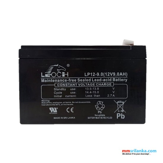 LEOCH 12V 9.0 AH Rechargeable UPS Battery