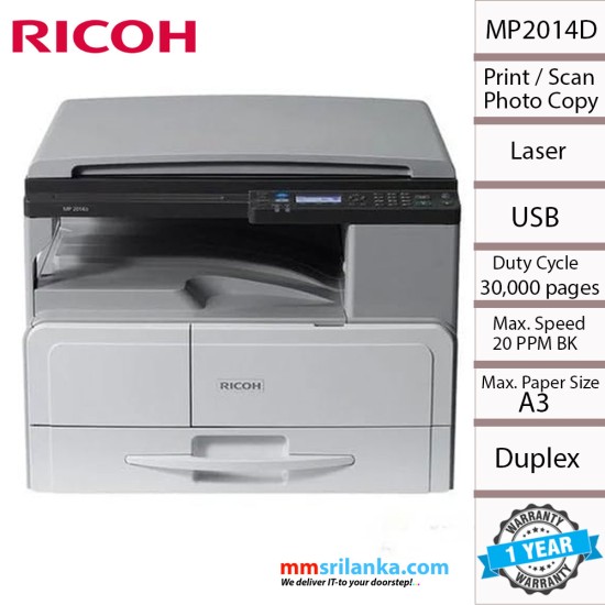 Ricoh MP2014D A3 Mono Photocopy Machine with Duplex Printing