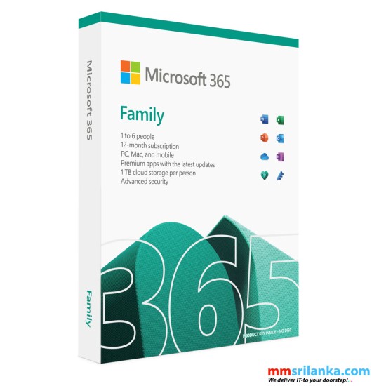 Microsoft 365 Family 1 Year Up to 6 People | Word, Excel, PowerPoint | 1TB OneDrive Cloud Storage